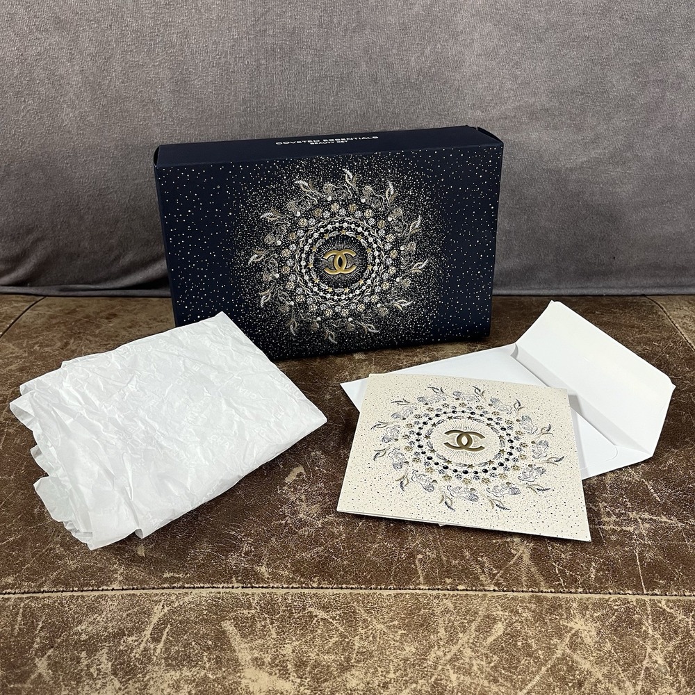 Chanel Gift Wrap Bundle 2025 Limited Edition Holidays Blue Gold Box Tissue Card